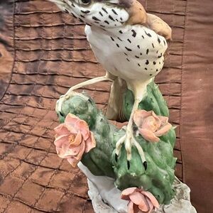Elegant Bird and Cactus Sculpture